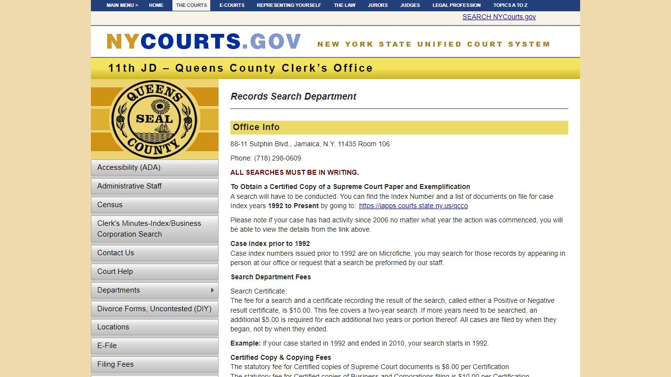 Records Search Department | NYCOURTS.GOV