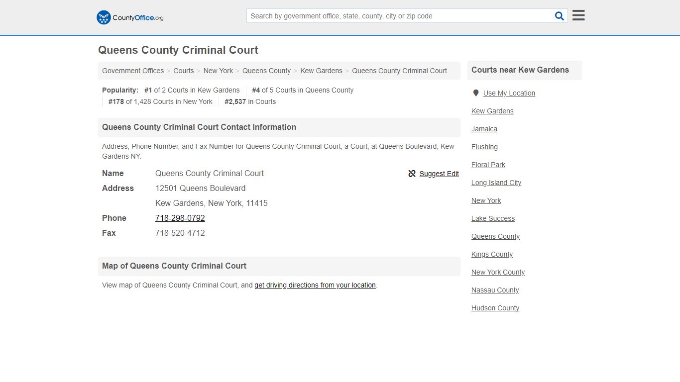 Queens County Criminal Court - Kew Gardens, NY (Address ...